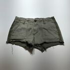 BKE Shorts Womens Size 25 Cut Off Green Khaki Weathered Broken In Shortie