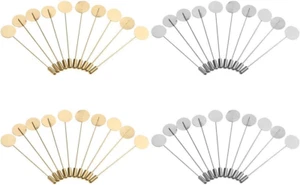 Luckycivia 40 Pcs Silver Gold Tone round Tray Lapel Pin Stick, Blank Brooch Pin - Picture 1 of 8