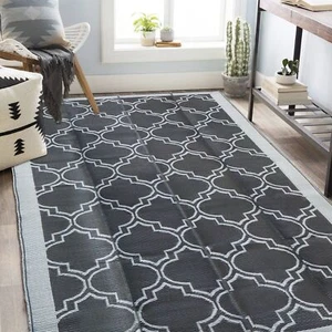 Reversible Mats, Plastic Straw Rug, Modern Area Rug, Large Floor Mat and Rug ... - Picture 1 of 7