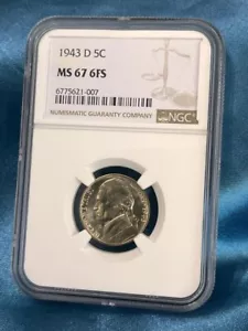 1943-D 5C FS Jefferson Nickel NGC MS67 6FS - Picture 1 of 14