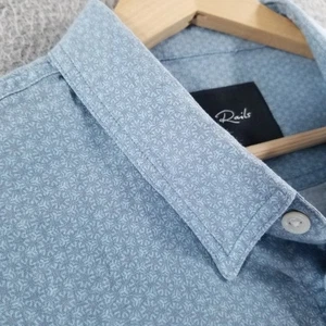 Camisa Rails Para Hombre Grande Azul Carson Mezcla de Lino Ligera Abotonada Floral - Imagen 1 de 13