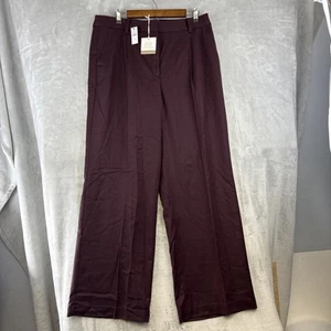 NEW Talbots Wool Pants Sz 12 Plum Stretch Lined Pleated Wide Leg Italy - Picture 1 of 12