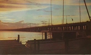 Ocean City Maryland MD Sinepuxent Bay Bridge Sunset Postcard Unposed Vintage - Picture 1 of 2