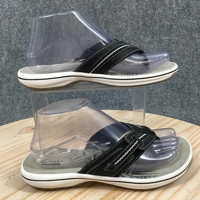 Sandalias Clarks para mujer 7 M Brinkley Jazz tanga puntera negra comodidad 26125582 Foto 1 de 4