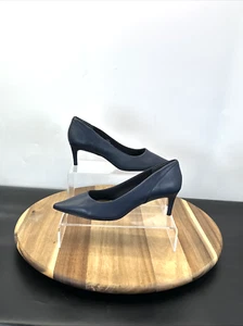 Marks and Spencer Women Court Stiletto Shoes Size 5.5 Navy Faux Leather Slip On - Picture 1 of 10