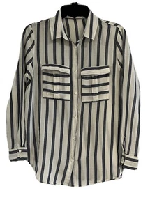 Mango Basics Womens Striped Long Sleeve Button Shirt Size 8 - Picture 1 of 12