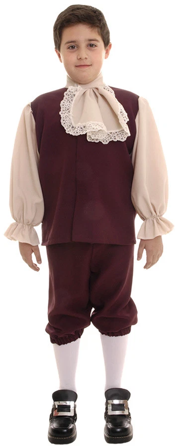 Colonial Child Boys Costume Reddish Brown Vest Fancy Dress Up Underwraps - Image 1 of 1