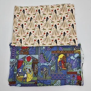 Disney Princess Fabric Snow White & Beauty and the Beast - Picture 1 of 1