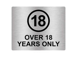 Over 18 Years Only, Adhesive Sticker Notice Door Security Sign - Various Colours - Picture 1 of 8