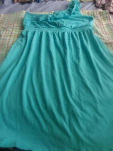 NEW Aeropostale JUNIORS Size M ONE SHOULDER Summer Dress AQUA TURQUISE  - Picture 1 of 5