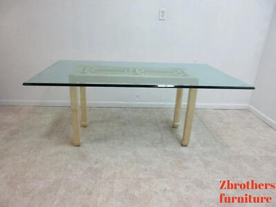 Mesa de conferencia comedor campaña asiática pan piel de cabra sintética Henredon vintage Foto 1 de 4