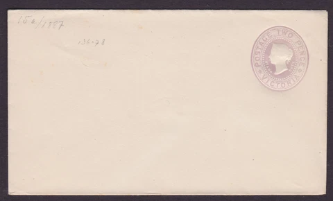 VICTORIA EARLY 1887 2D LILAC QV PRESTAMP LETTER MINT UNUSED (NG62) Cover