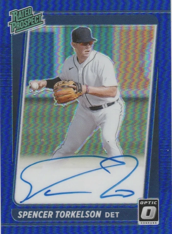 2021 DONRUSS OPTIC SPENCER TORKELSON 3B TIGERS RATED PROSPECT BLUE AUTO 4/5 SSP - Image 1 of 1