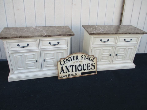 63877  PAIR Marble Top DREXEL HERITAGE  Server Bachelor  Chest Nightstand s Cover