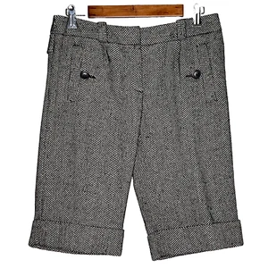 Anthropologie Taikonhu womens lined wool blend bermuda shorts size 6 herringbone - Picture 1 of 4