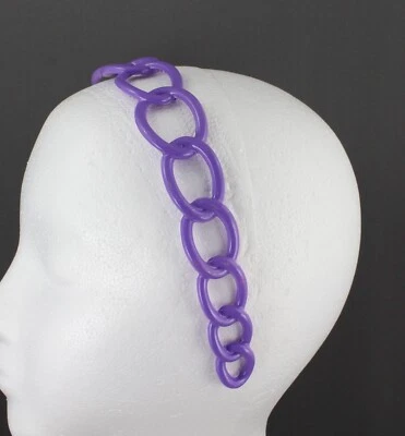 Purple headband chain link plastic 1 1/8" wide headband hair band accessory  - Image 1 of 4