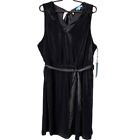 Draper James Women's Dress Sz 1X V-Neck Black Bow Tie Back Velvet Sleeveless NWT