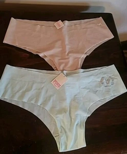 Victoria’s Secret PINK Logo Low Rise Cheekster Size Med Lot 2 Tan & Mint Green - Picture 1 of 8
