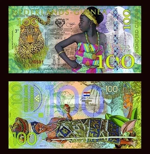 Netherlands Guinea (Ghana) 100 Gulden, 2016 Private Issue POLYMER, UNC Leopard F - Picture 1 of 1