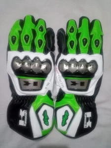 Kawasaki Ninja moto racing motorbike cowhide Leather Gloves - Picture 1 of 5