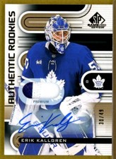 2022-23 SP Game Used Jerseys Gold Premium #152 Erik Kallgren RC PATCH AUTO /49