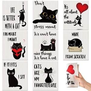 8 Pcs Cat Swedish Kitchen Dishcloths Reusable Cleaning Cloths for Kitchen - Picture 1 of 7