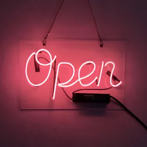 OPEN Neon Sign Handgefertigt Echtglasröhre Neon Werbung Neonleuchte Dekor 14“x9" - Bild 1 von 3