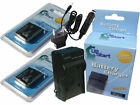 2x Battery +Charger +Car Plug +EU Adapter for Panasonic Lumix DMC-SZ7, DMC-FH27