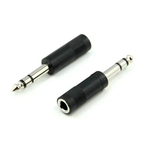 < Pack of 2 > 6.35mm 1/4 6.35 Male to Female Stereo Adapter Convertor Connector - Picture 1 of 4
