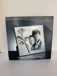 Godinger Photo Frame Silver Plated With Cut Crystal Rose For 4x6 Photo NIP - Picture 1 of 7