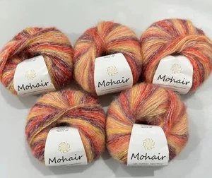 Lot Of 5 Gradient Soft Mohair Cashmere Wool Acrylic Blend Yarn ~25g Ea New READ - Picture 1 of 6