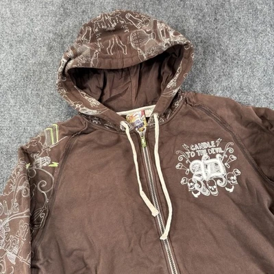 Artful Dodger Sudadera con Capucha Para Hombres 3XL Marrón Vela al Diablo Cremallera Completa Gráfico Calavera Foto 1 de 4