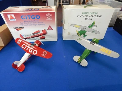 VTG Spec Cast Die Cast Airplane Coin Banks Lot Of 2 John Deere & Citgo - Image 1 of 4