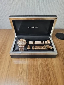 Reloj Bebe Mujer Oro Rosa Con 3 Bandas Nuevo En Caja - Imagen 1 de 7
