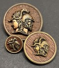 Lot Antique de 3 Boutons Mythologie JUPITER & MINERVA - Fond Bois (T3)