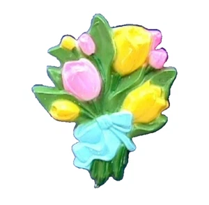 RARE Hallmark PIN Easter Vintage TULIP Flower BOUQUET Holiday Brooch 1970s - Picture 1 of 2