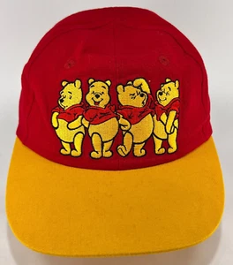 Vtg Disney Winnie Pooh Strapback Cap Hat Red Magic Kingdom Theme Park Youth Kids - Picture 1 of 13