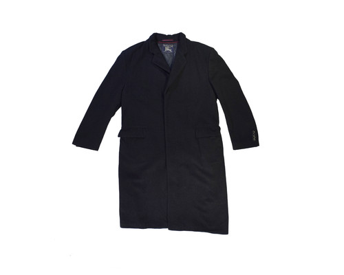 Cappotto monopetto Burberrys vintage nero con fodera fantasia uomo