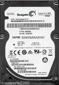 Seagate Laptop dünne Festplatte 500 GB ST500LT012 P/N: 1DG142-070 F/W: 0002LVM1 SU 2,5" - Bild 1 von 1