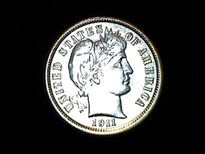 1911 Barber Dime Beautiful BU Type Coin - Picture 1 of 4