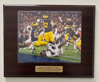 Placa 8x10 Michigan Wolverines 2023-24 National Champion Blake Corum Touchdown - Imagem 1 de 4