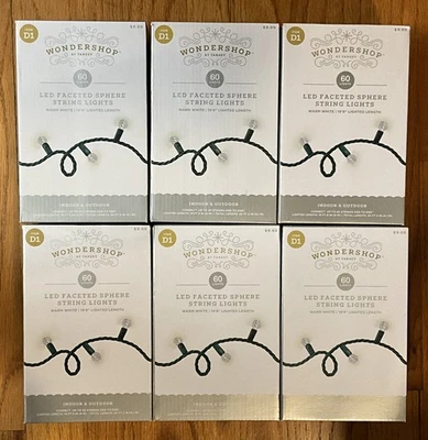 1 Lote de 6 Cajas Wondershop D1 60 Luces Por Caja Blanco Cálido Facetado Esfera LED Foto 1 de 4