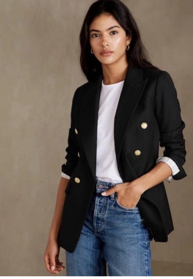 Blazer Banana Republic Negro Capitanes Botón Dorado Mujer’s Talla 8 Foto 1 de 4