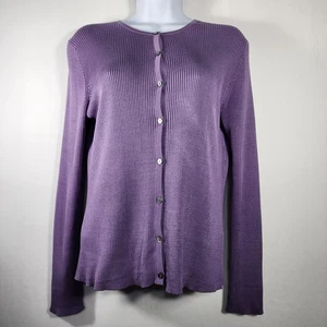 Ann Taylor Cardigan Sweater Size S 100% Silk Lavender Purple - Picture 1 of 15