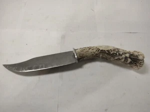 Vintage Handmade Antler Handle Fixed Blade Knife 11" Bowie - Picture 1 of 7