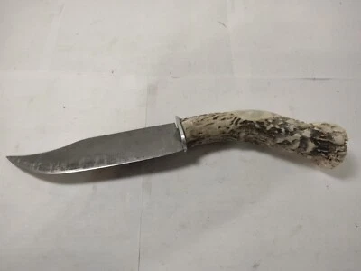 Cuchillo de hoja fija vintage hecho a mano con mango de asta 11" Bowie Foto 1 de 4