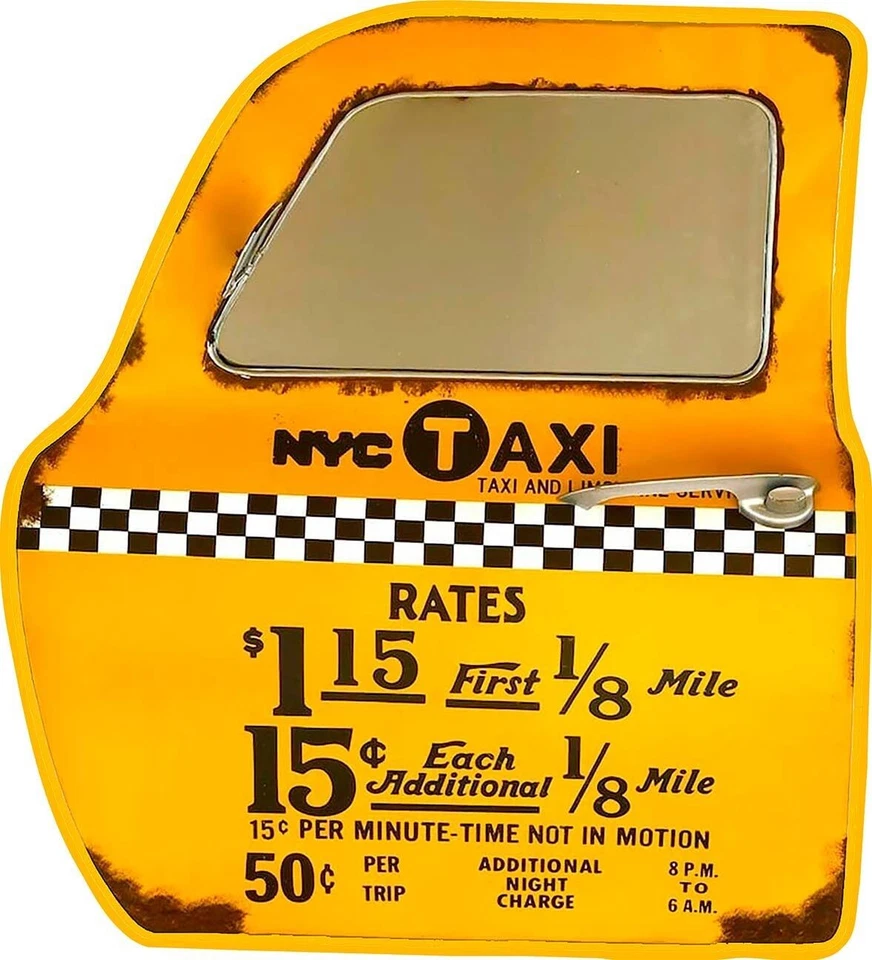Letrero publicitario de metal cortado con láser amarillo para puerta de taxi de Nueva York Foto 1 de 1