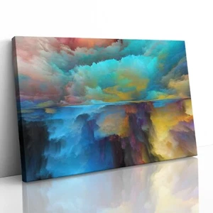 Advance of Abstract Canvas Print Picture Framed Wall Art Poster Paper Colours - Picture 1 of 23