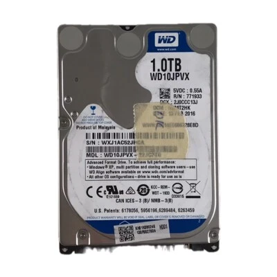 WD Blue 1TB HDD 2.5 Inch - 5400 RPM SATA 6 Gb/s 9.5 MM - WD10JPVX - image 1 of 3