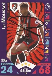 LYS MOUSSET SIGNED BOURNEMOUTH 2016/2017 MATCH ATTAX TRADING CARD+COA - Picture 1 of 1
